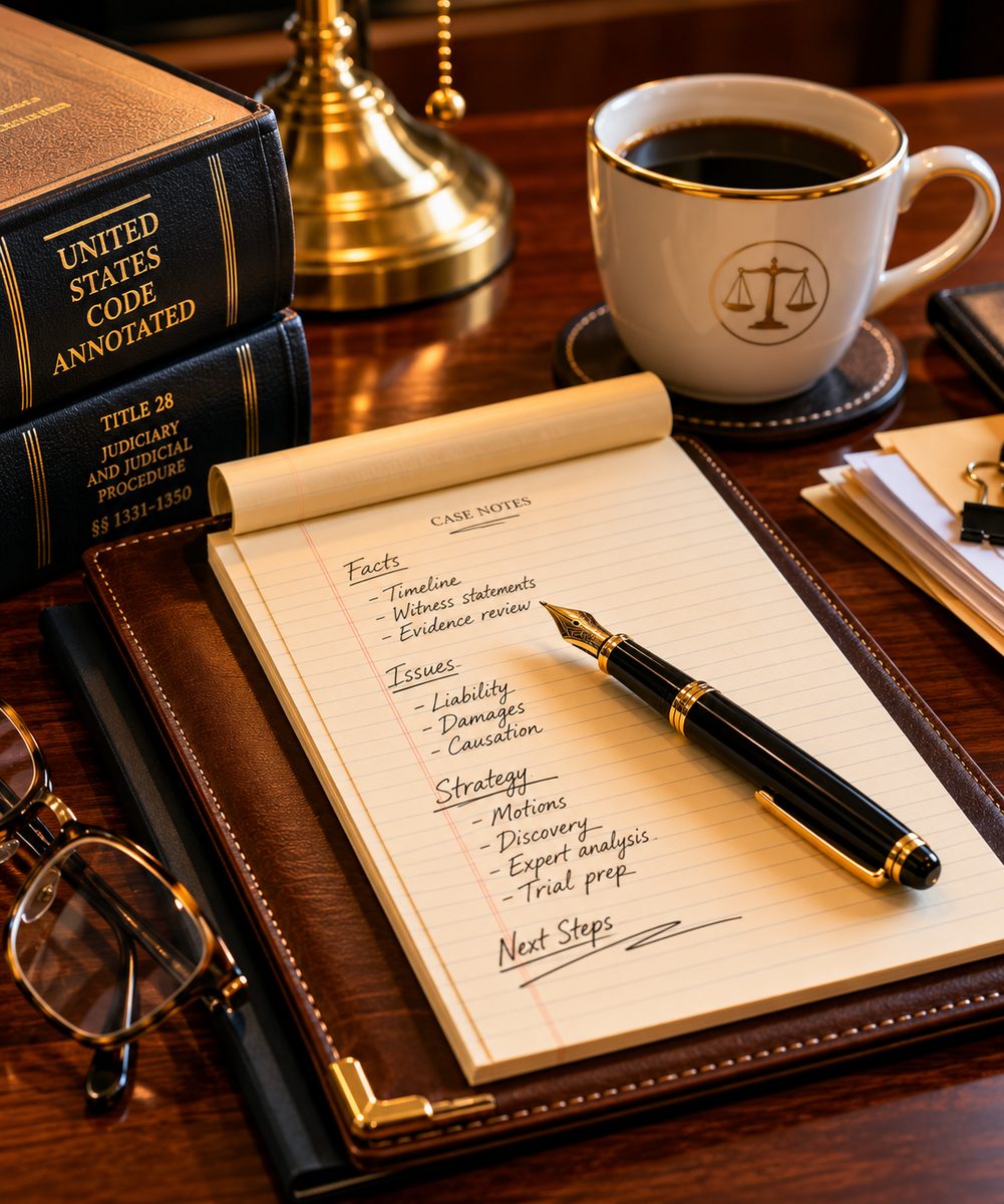 Federal case preparation imagery tied to whistleblower & qui tam defense